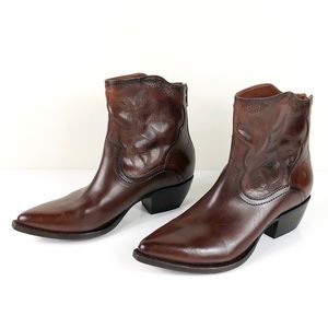 FRYE COWGIRL RODEO WESTERN LEATHER ANKLE BOOTS